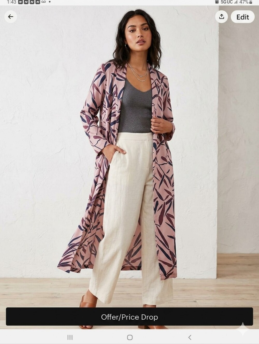 KIMCHI BLUE MARIANNE PRINTED LONGLINE KIMONO JACKET
